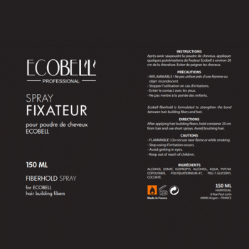 ecobell spray fixant poudre cheveux 150ml sans gaz – fixation pour une coiffure souple