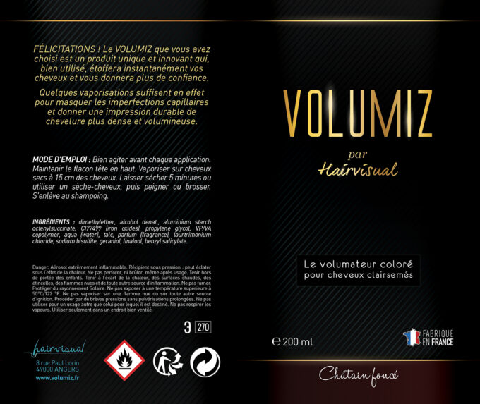 volumiz spray cheveux 200ml 2 en 1 retouche racines & densifiant